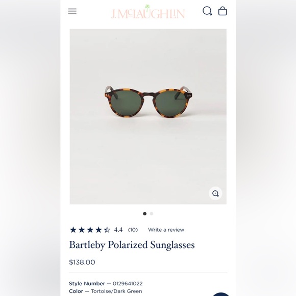 J McLaughlin Bartleby Tortoiseshell Round Women's Sunglasses with Green Lens - Picture 3 of 5